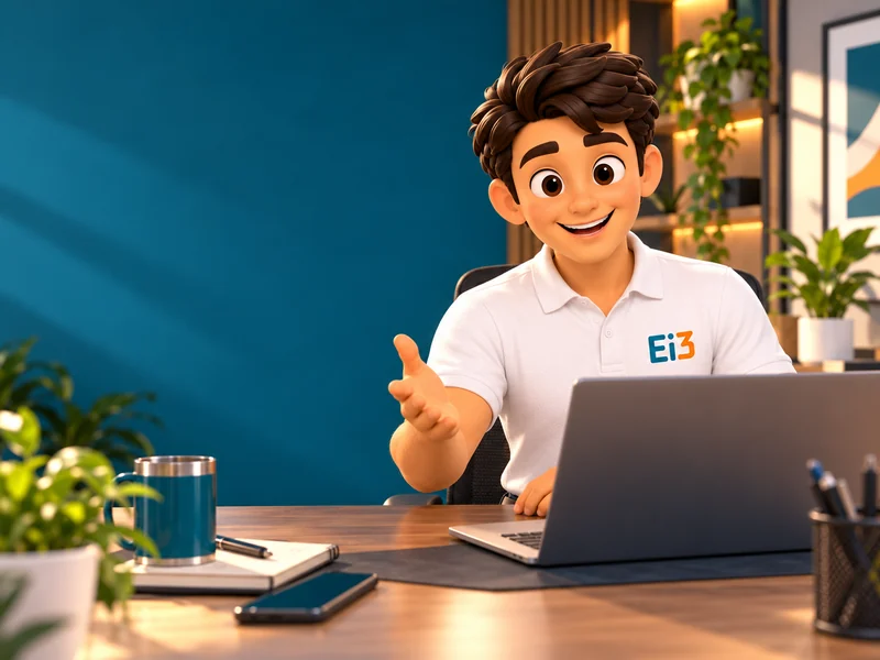Consultor de Evolución i3 da la bienvenida a una videollamada desde su escritorio.