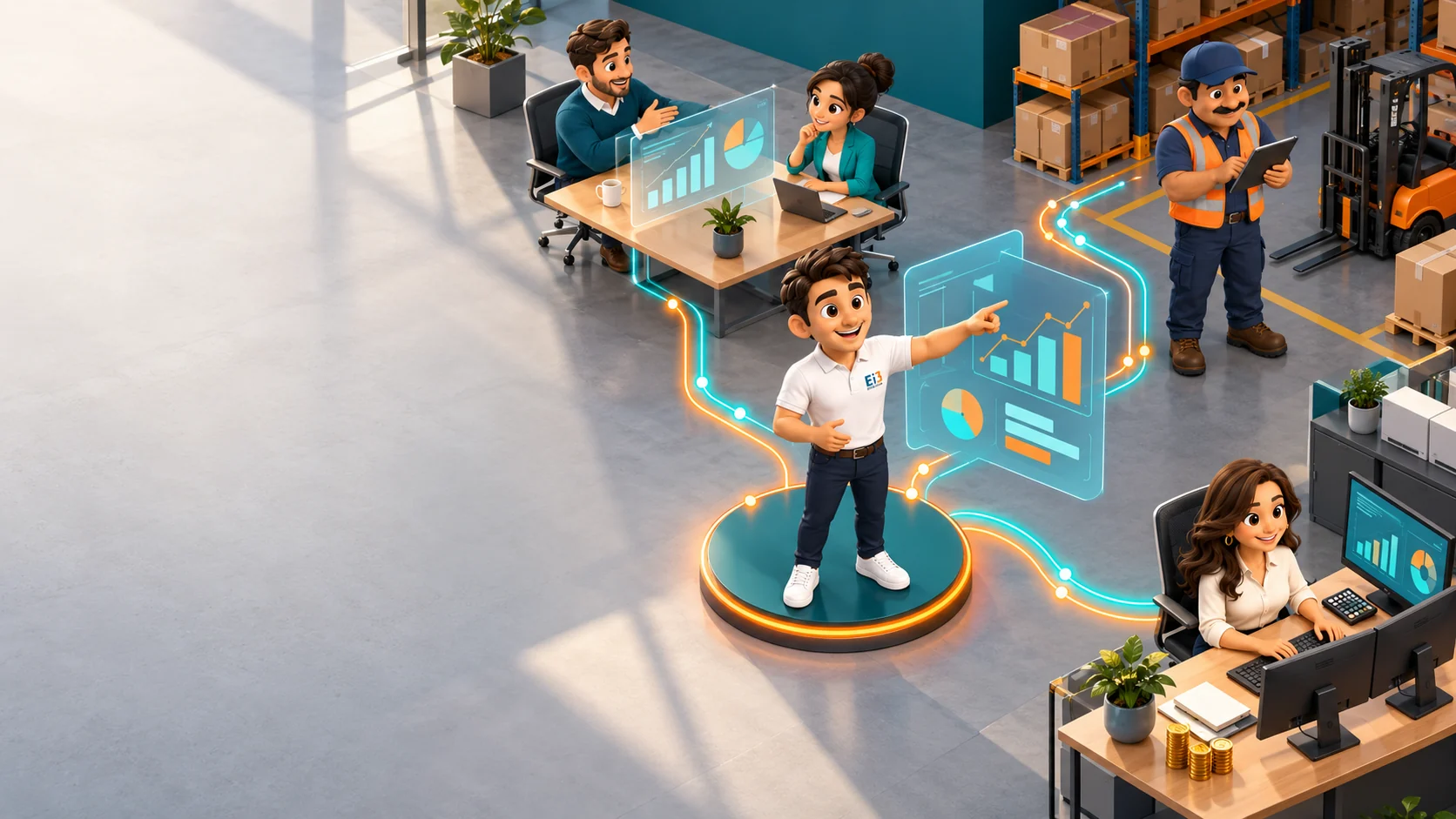 Consultor de Evolución i3 conecta las áreas comercial, de operación y de finanzas de una empresa a través de un panel de información compartido.