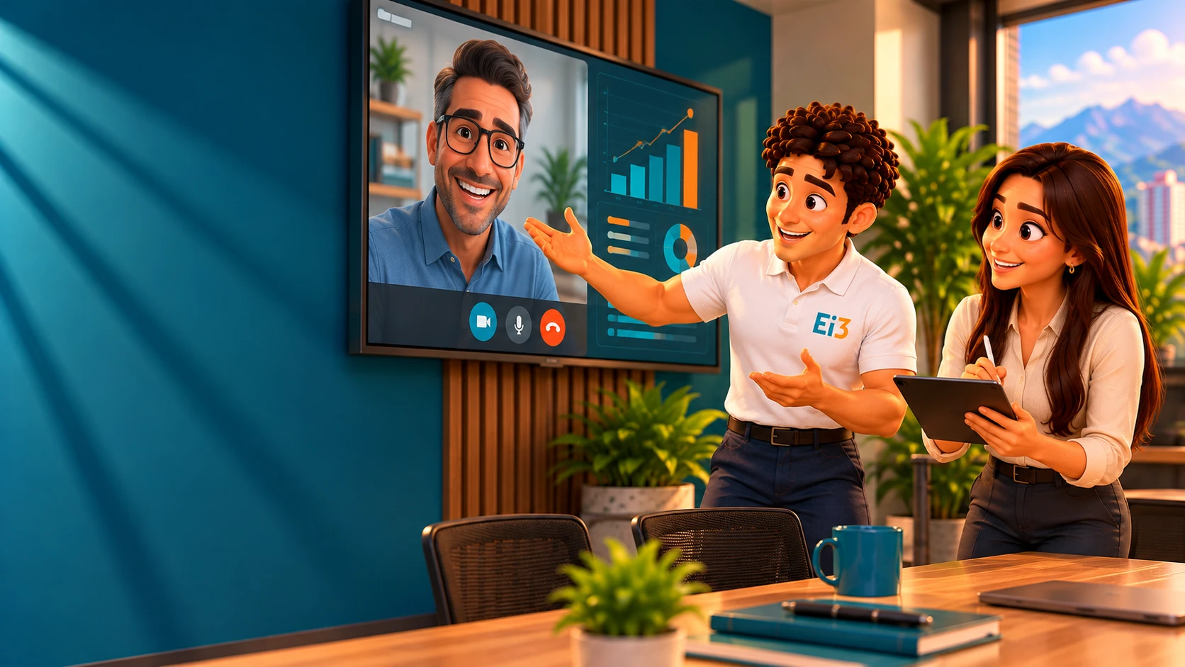 El consultor de Evolución i3 y una directora de finanzas en videollamada con un cliente